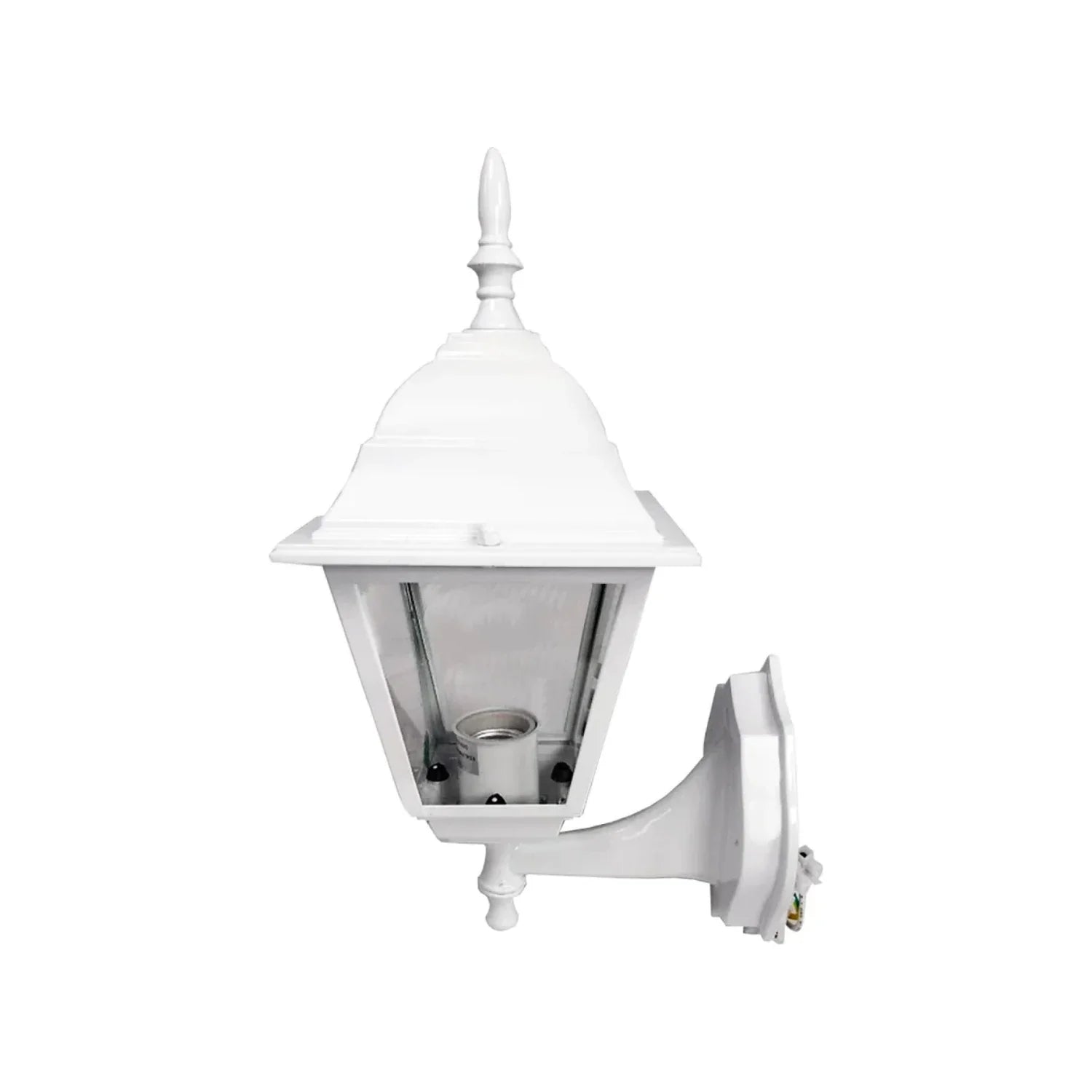 Color blanco.,Cuerpo de aluminio y vidrio biselado.,Ideal para jardines y exteriores.