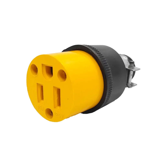 Fabricado en ABS,Con terminal a Tierra.,Voltaje 120 V - 15 A,Abrazadera de aluminio.