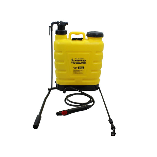 Bomba fumigadora GB amarilla de mochila 16 litros para pulverizar jardín y cultivos agrícolas