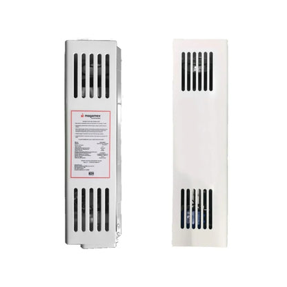 Boiler instantáneo Magamex CIAP 06 blanco de 4 litros para gas natural, vistas frontal y lateral