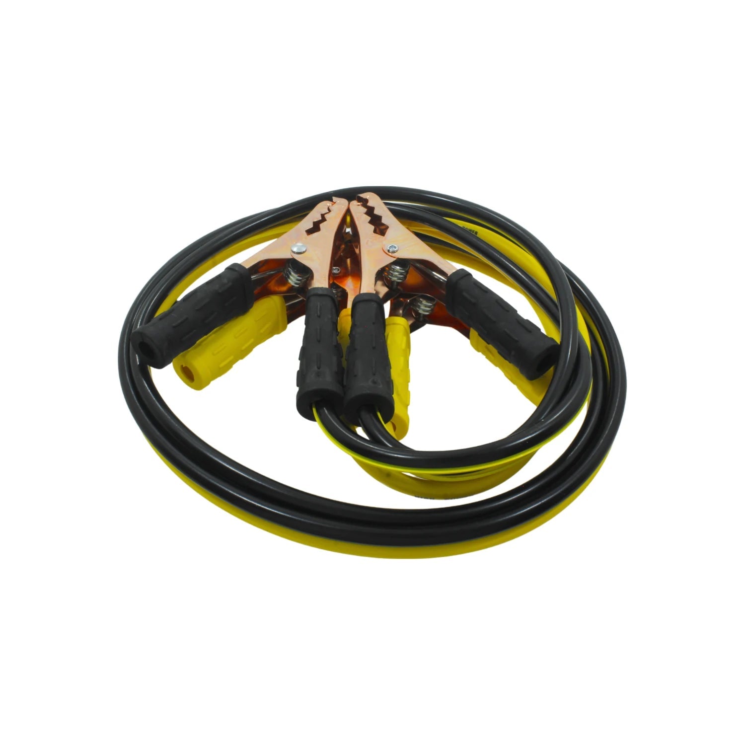 Cables pasa corriente automotriz 10 AWG 2.5 metros, pinzas de cobre aisladas negras y amarillas