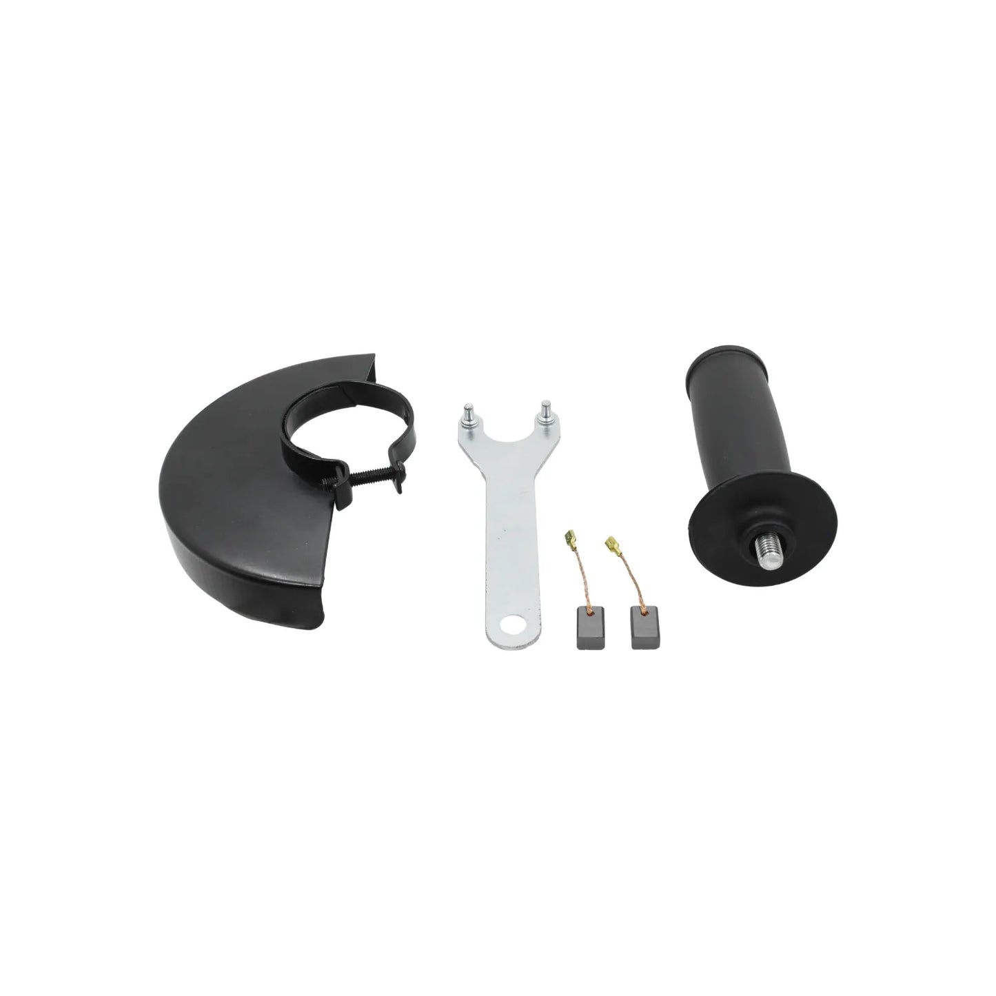Accesorios para amoladora angular con guarda de seguridad negra, mango lateral, llave y escobillas de carbón