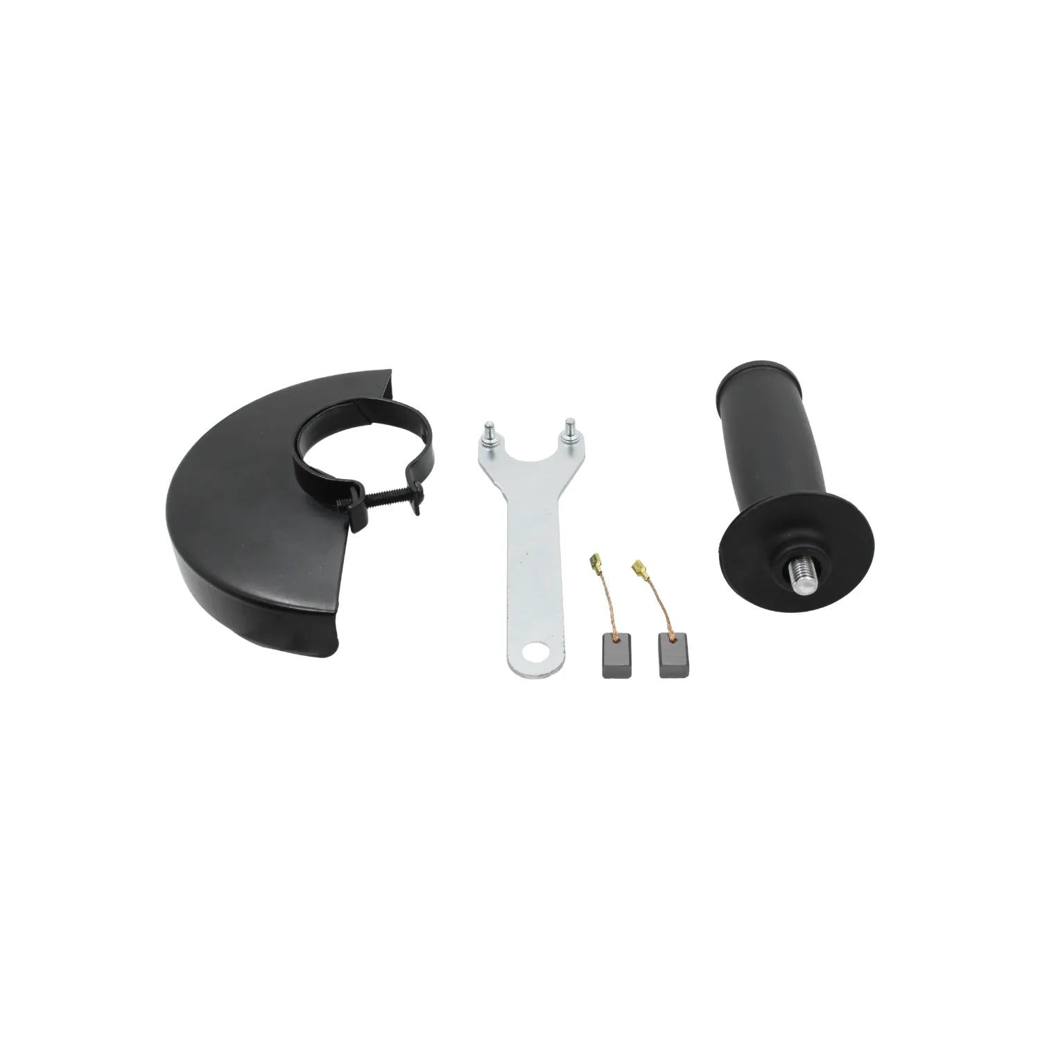 Accesorios para amoladora angular con guarda de seguridad negra, mango lateral, llave y escobillas de carbón