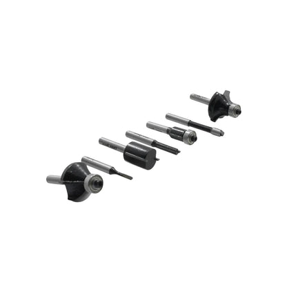Set de 6 fresas para rebajadora con rodamientos y vástago de acero, herramientas de corte profesional para carpintería