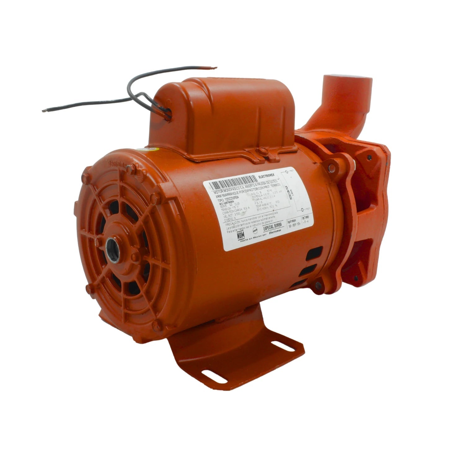 Bomba centrífuga Electromex 1/2 HP naranja con motor monofásico para agua