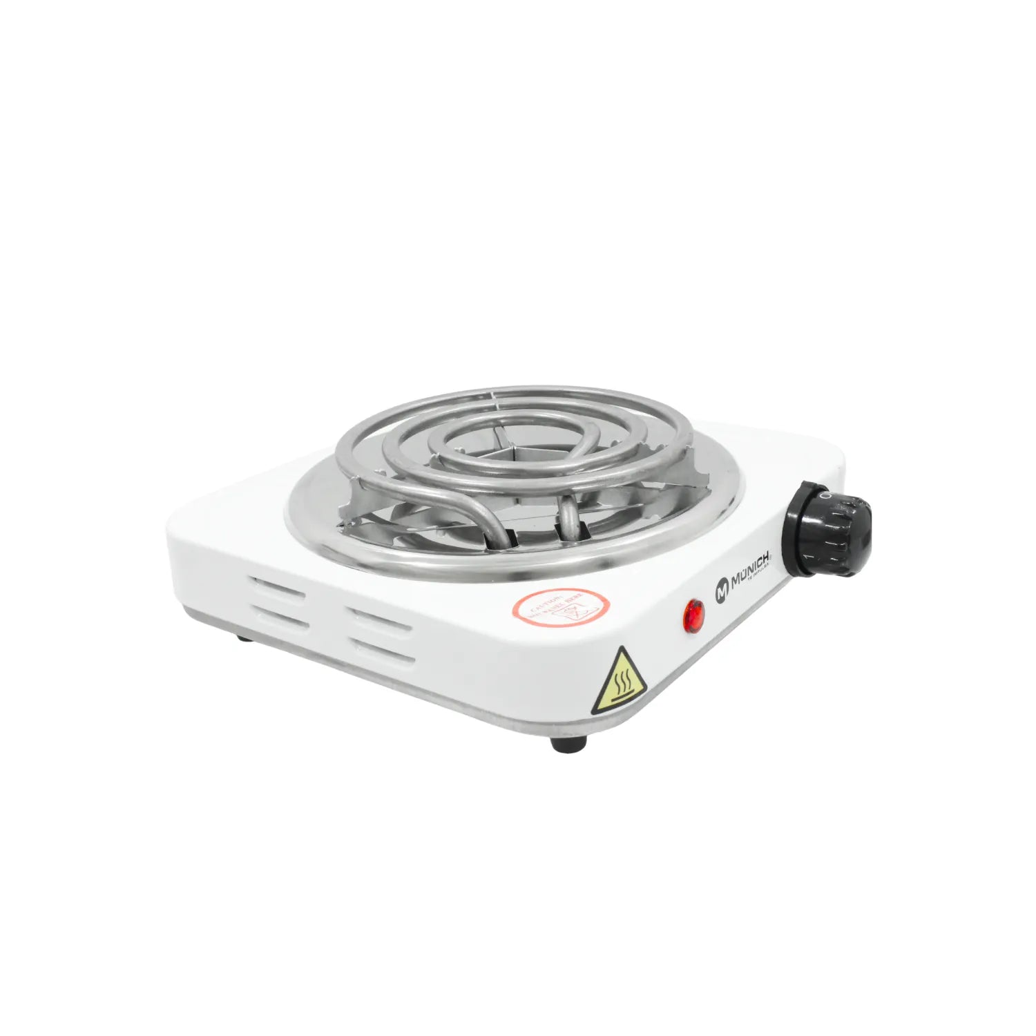 Quemador eléctrico portátil Munch blanco con resistencia en espiral y control de temperatura