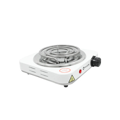 Quemador eléctrico portátil Munch blanco con resistencia en espiral y control de temperatura