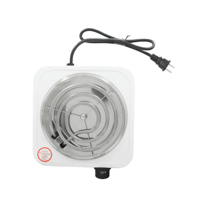 Placa de cocción eléctrica individual blanca, calentador portátil con control de temperatura.