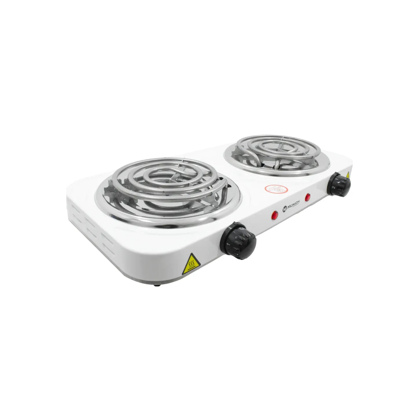 Parrilla eléctrica doble MUNICH blanca con quemadores de espiral y controles individuales