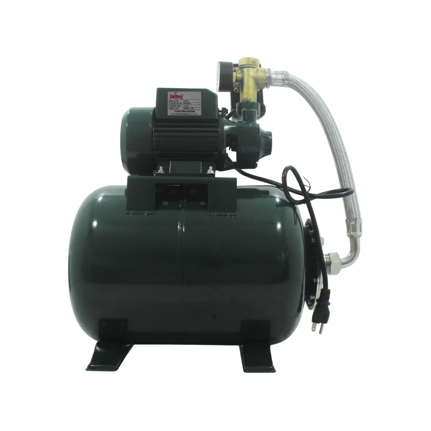 Hidroneumático Oakland 1/2 HP, tanque horizontal 24 litros verde oscuro, bomba de presión de agua