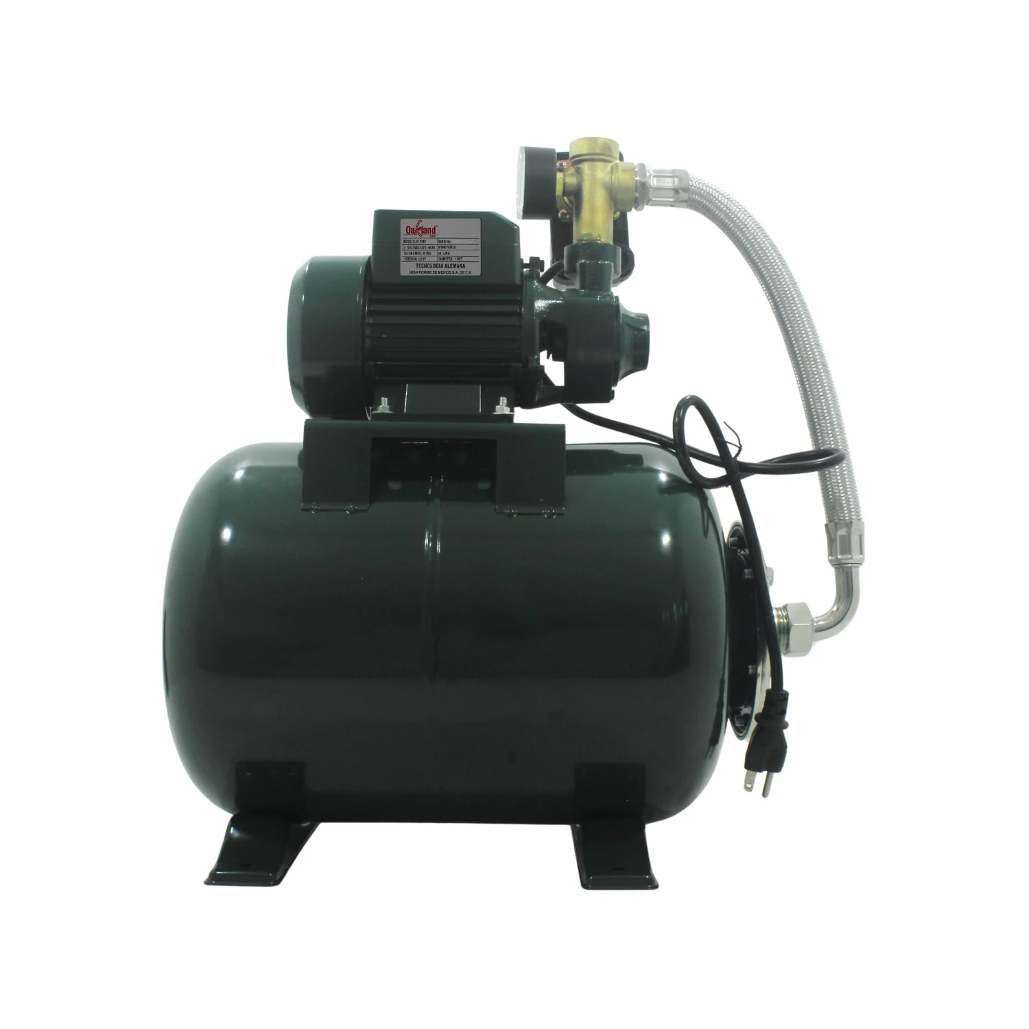 Hidroneumático Oakland 1/2 HP, tanque horizontal 24 litros verde oscuro, bomba de presión de agua