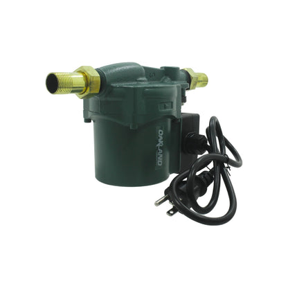 Bomba presurizadora de agua Oakland verde con conectores de latón para sistemas hidráulicos.