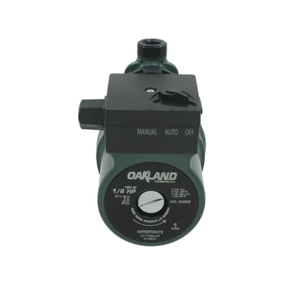 Bomba presurizadora Oakland 1/6 HP para agua, color verde y negro, con selector manual/auto.