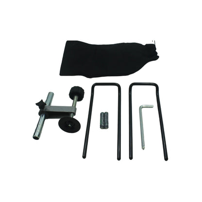 Conjunto de accesorios: abrazadera, soportes negros, pilas Duracell, llave Allen, destornillador y bolsa