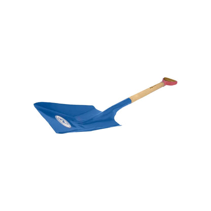 Pala cuadrada azul para construcción o jardín, con mango de madera y puño D rojo