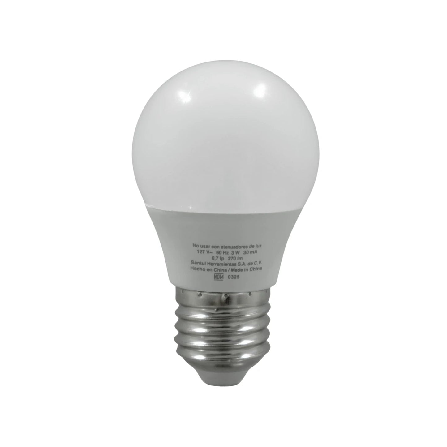 Foco LED Sanelec 3W luz fría, 270 lúmenes, base E27. Bombilla blanca de bajo consumo.