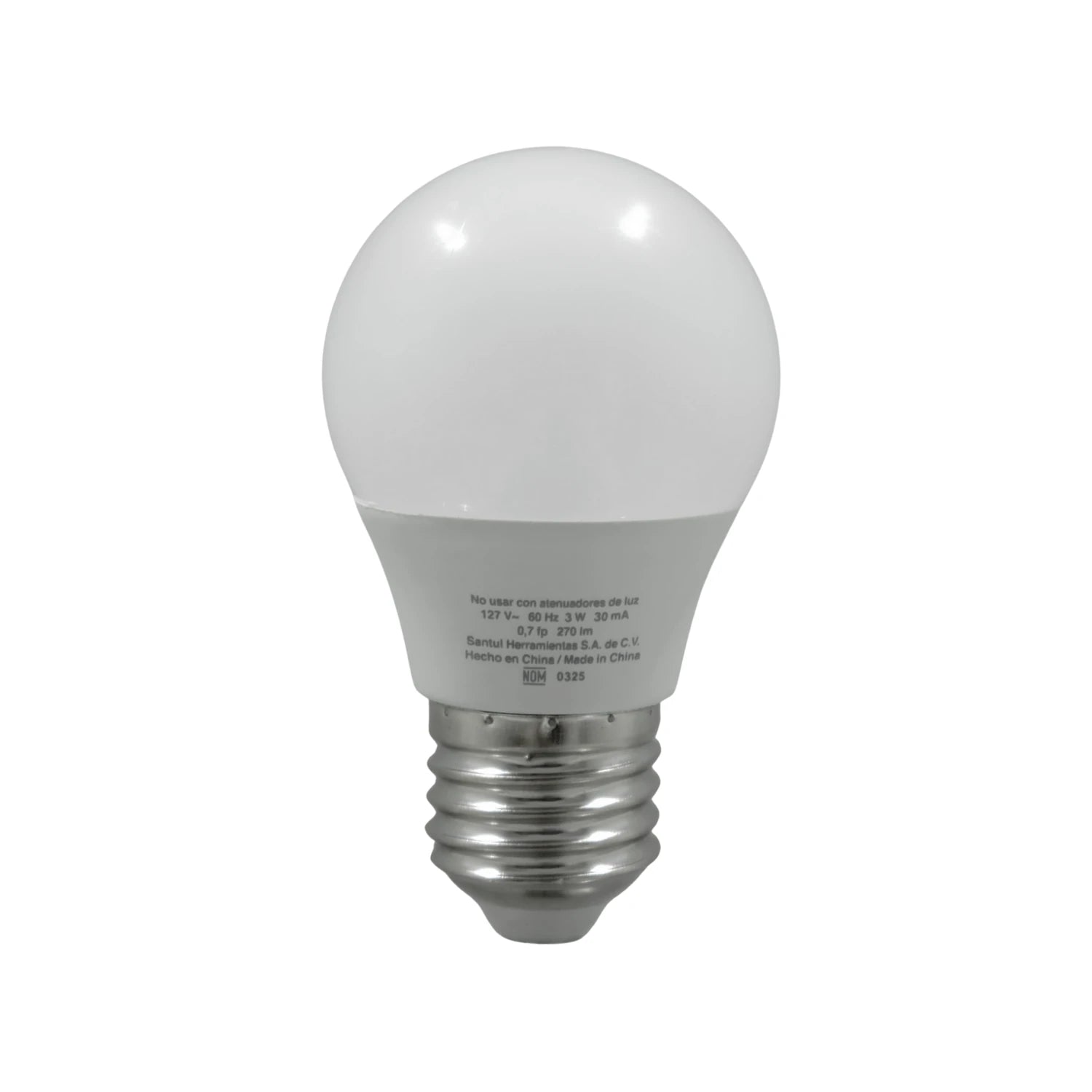 Foco LED Sanelec 3W luz fría, 270 lúmenes, base E27. Bombilla blanca de bajo consumo.
