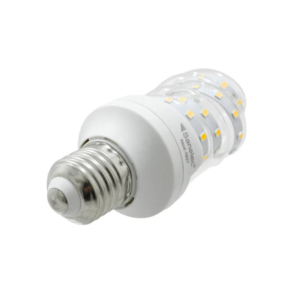 Foco LED espiral Sanelec 1627 de bajo consumo con tecnología SMD y base de rosca E27 para iluminación interior.