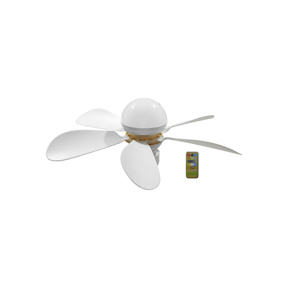 Ventilador de techo blanco compacto con 5 aspas y control remoto