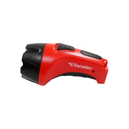 Linterna recargable Sanelec de 7 LEDs, diseño ergonómico rojo y negro para trabajo pesado