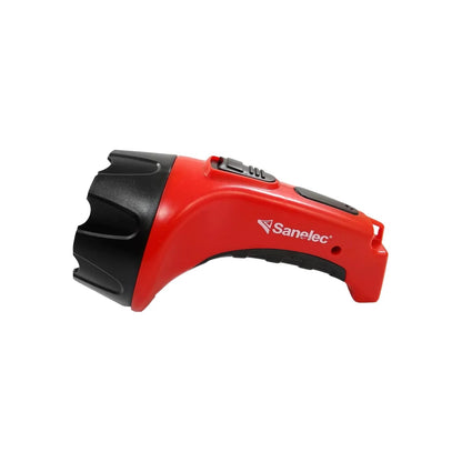 Linterna recargable Sanelec de mano 15 LEDs, roja y negra, con agarre ergonómico y resistencia