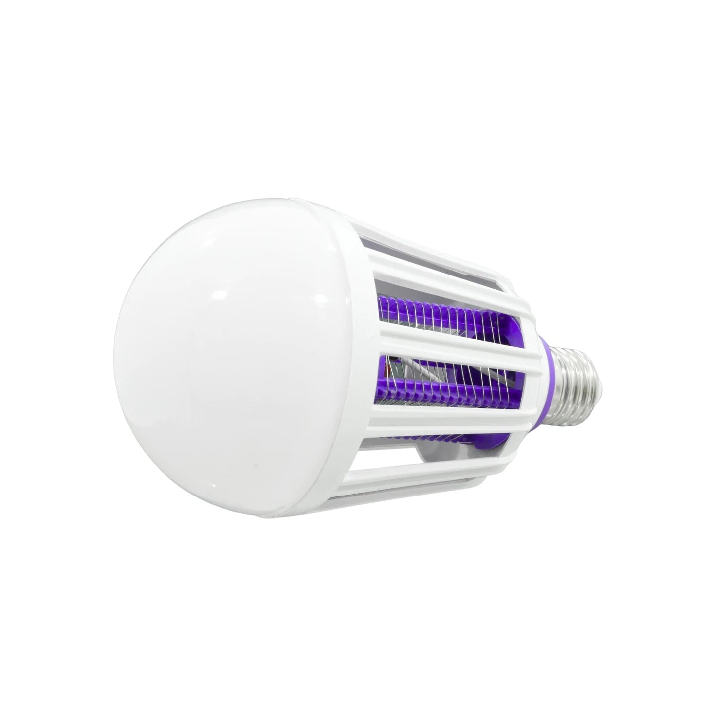 Foco LED blanco mata insectos con luz UV morada y rejilla eléctrica, base E27