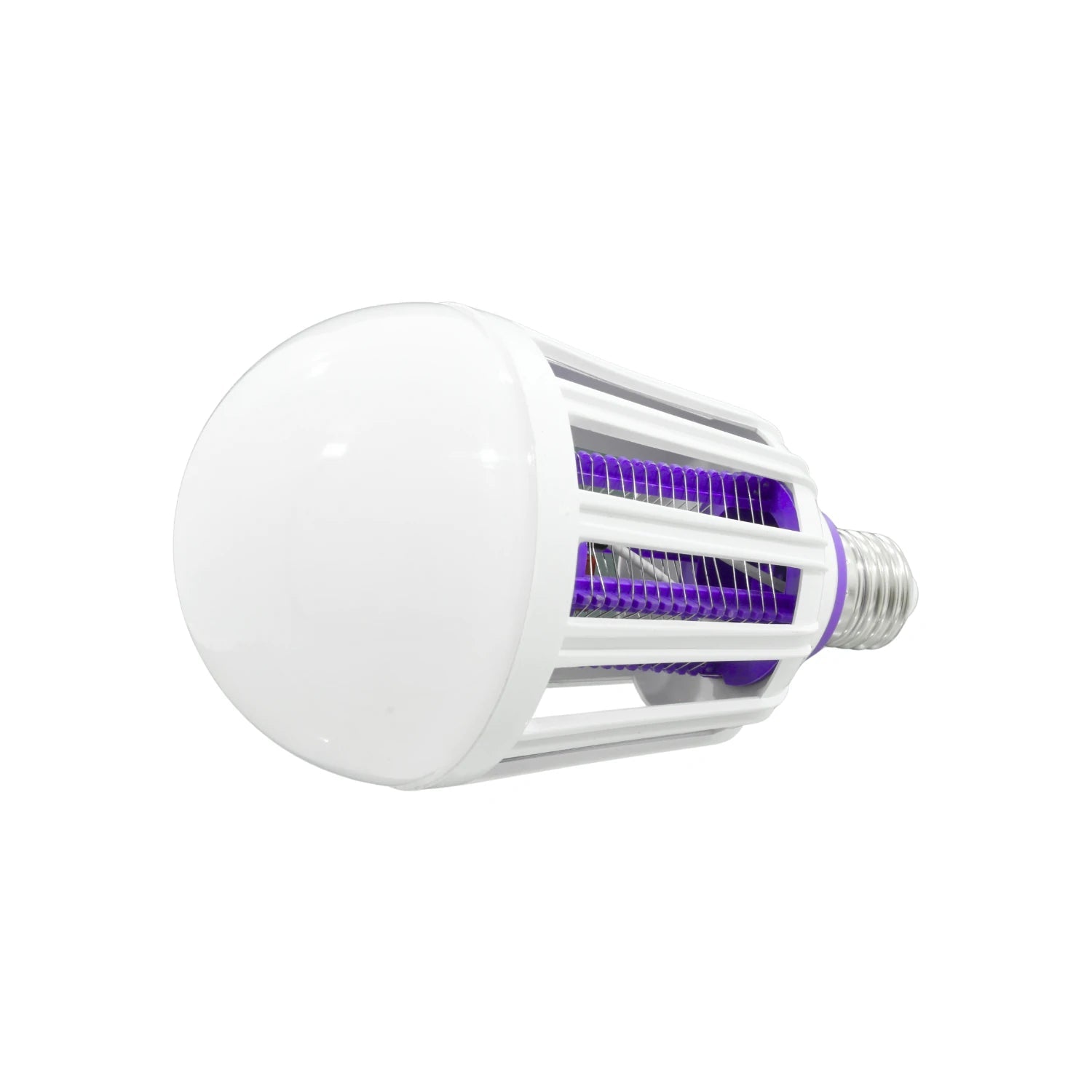 Foco LED blanco mata insectos con luz UV morada y rejilla eléctrica, base E27