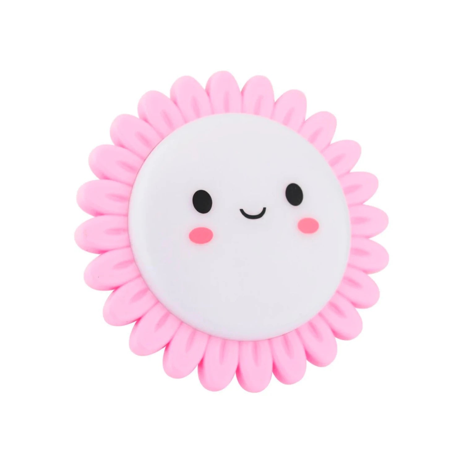 Lámpara de noche LED rosa con forma de flor, luz decorativa infantil, diseño de cara feliz blanca para dormitorio