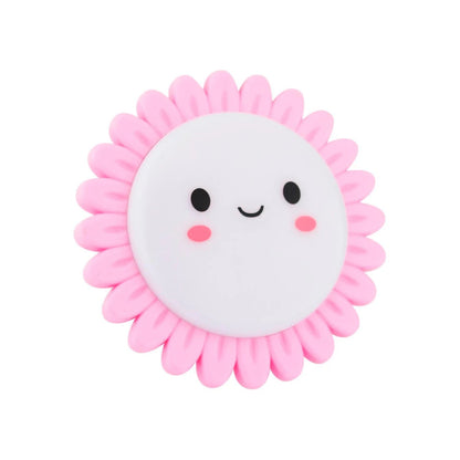 Lámpara de noche LED rosa con forma de flor, luz decorativa infantil, diseño de cara feliz blanca para dormitorio