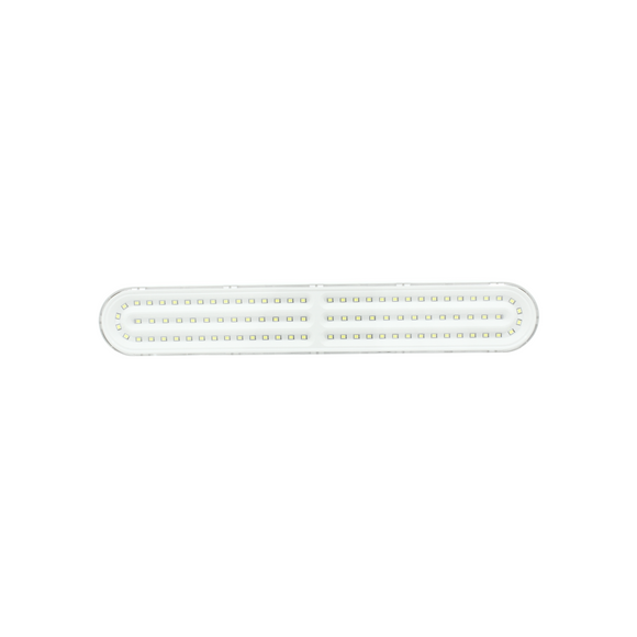 Lámpara de 90 LEDS,Cuerpo ABS,Pantalla acrílico.,3 W,127 V - 60 Hz,LED SMD.,450 lm,Luz blanca.,Tiempo de carga de 16 a 18 horas.,Duración de luz led hasta de 12 horas en baja.,NMX-J-307-ANCE-VIGENT.,Mínimo realizar la carga y descarga del luminario una vez al mes.,Hasta 300 cargas.,No utilizar en lugares húmedos.,34 cm x 5,6 cm x 3,3 cm