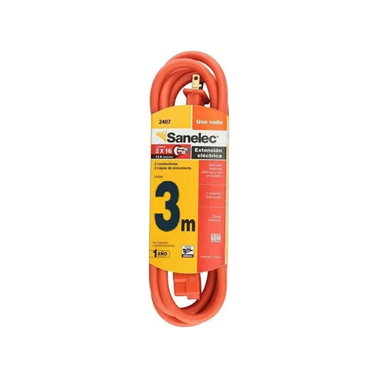 Calibre: 2x16,Tensión: 127 V,Consumo: 1250 W,Largo: 3m.,Capacidad máxima: 10 amp.,Extensión uso rudo.