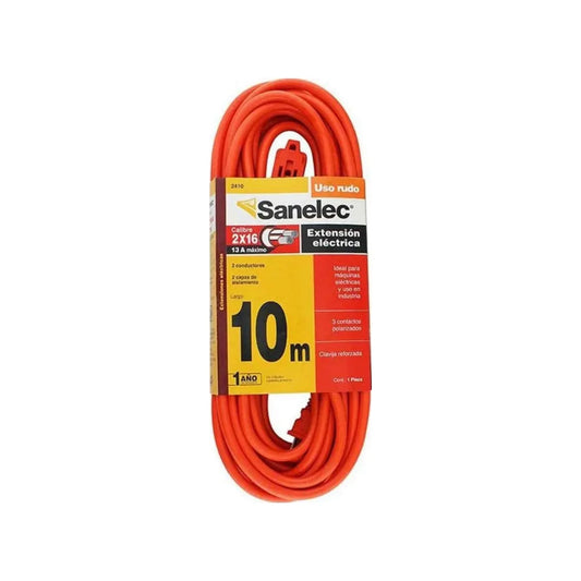 Calibre: 2x16,Tensión: 127 V,Consumo: 1250 W,Largo: 10m.,Capacidad máxima: 10 A,Extensión uso rudo.