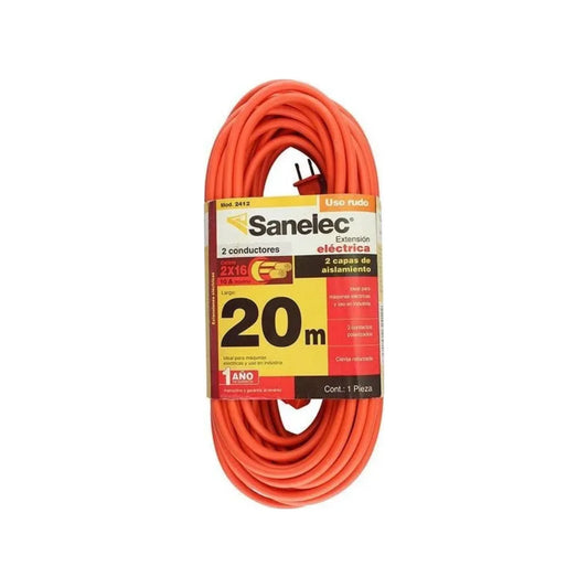 Calibre: 2x16,Tensión: 127 V,Consumo: 1250 W,Largo: 20m.,Capacidad máxima: 10 A,Extensión uso rudo.
