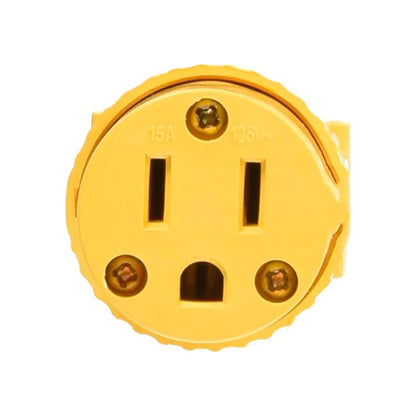 Contacto eléctrico hembra industrial amarillo 15A 125V para cable de extensión