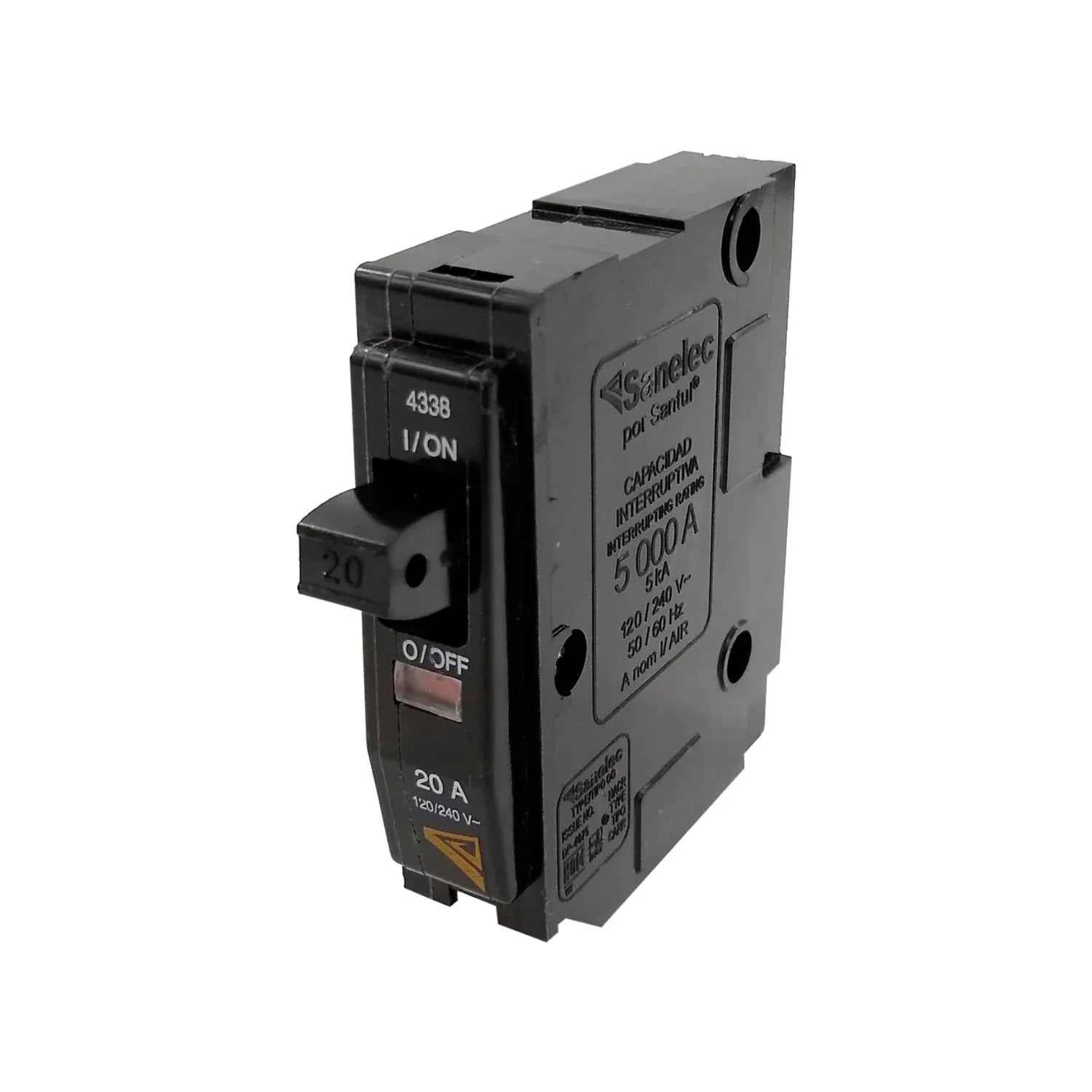 Para uso doméstico, comercial e industrial.,Pastilla termo magnética que protege sobrecargas y cortocircuitos.,Interruptor automático de 20a de 1 polo.,Indicador altamente visible que indica si el interruptor se ha disparado.