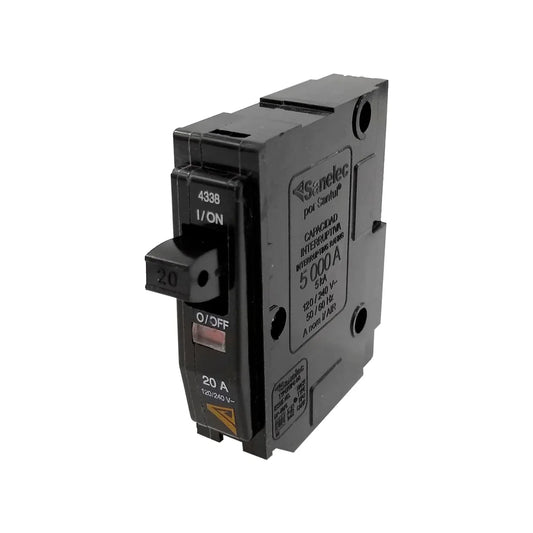 Para uso doméstico, comercial e industrial.,Pastilla termo magnética que protege sobrecargas y cortocircuitos.,Interruptor automático de 20a de 1 polo.,Indicador altamente visible que indica si el interruptor se ha disparado.