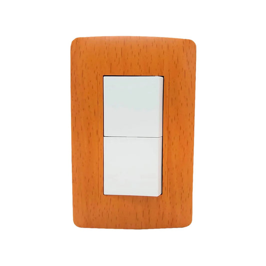 Fabricada de plástico ABS,Placa dos apagadores.,127 V - 10 A - 60 Hz,Línea Wooden Toscana de lujo.,NOM-003-SCFI-VIGENTE.