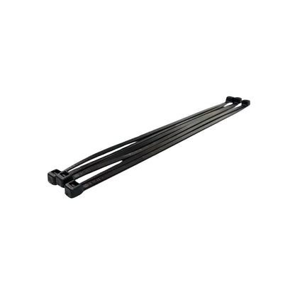 Cinchos negros de plástico marca ARAI para organización y sujeción de cables y objetos.