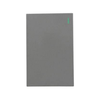 Interruptor de luz rectangular gris grafito con luz piloto LED verde y acabado cepillado para pared