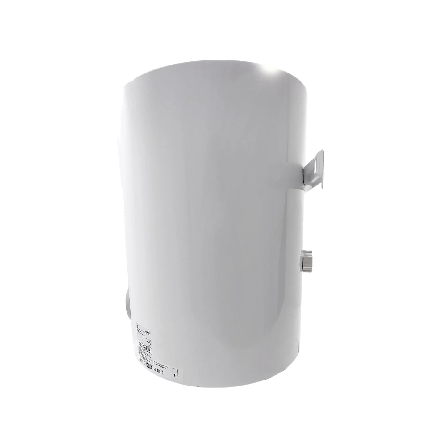 Boiler eléctrico Bosch Smart Tank blanco 35 litros, vista lateral con soporte de montaje