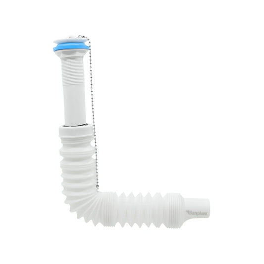 Fabricado en polipropileno.,Contra con rebosadero.,Cespol flexible tipo "P",Medida de 1-1/4" (32 mm).