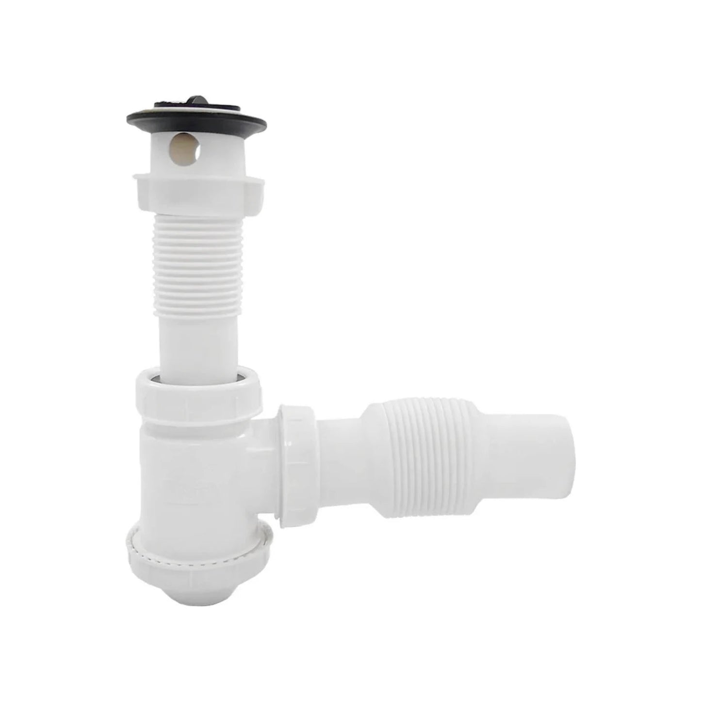 Cespol flexible blanco para lavabo con trampa y desagüe push pop up de plástico