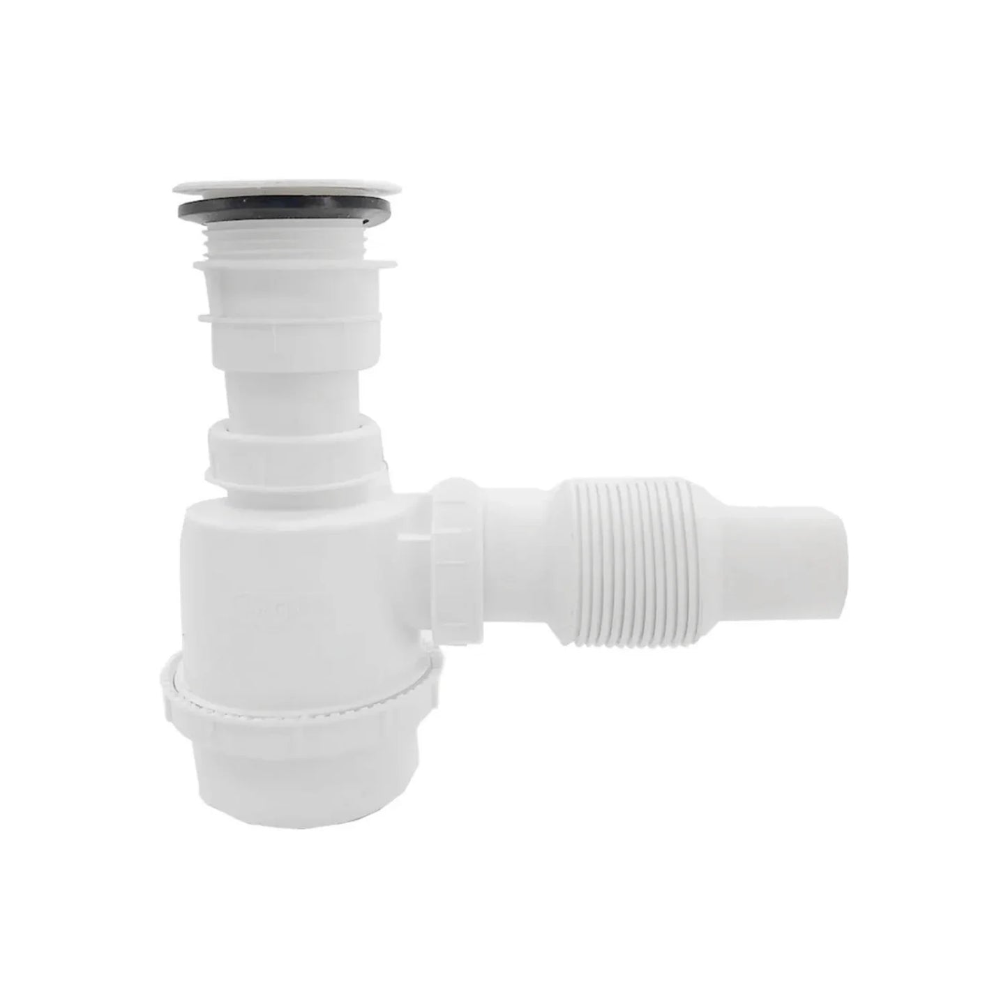 Fabricado en polipropileno.,Tubo alargable y trampa para evitar obstrucciones.,Cespol flexible tipo bote con tapa para limpieza.,Cespol para fregadero de 1 1/2" (38 mm).