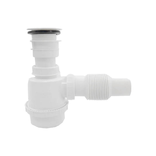 Fabricado en polipropileno.,Tubo alargable y trampa para evitar obstrucciones.,Cespol flexible tipo bote con tapa para limpieza.,Cespol para fregadero de 1 1/2" (38 mm).