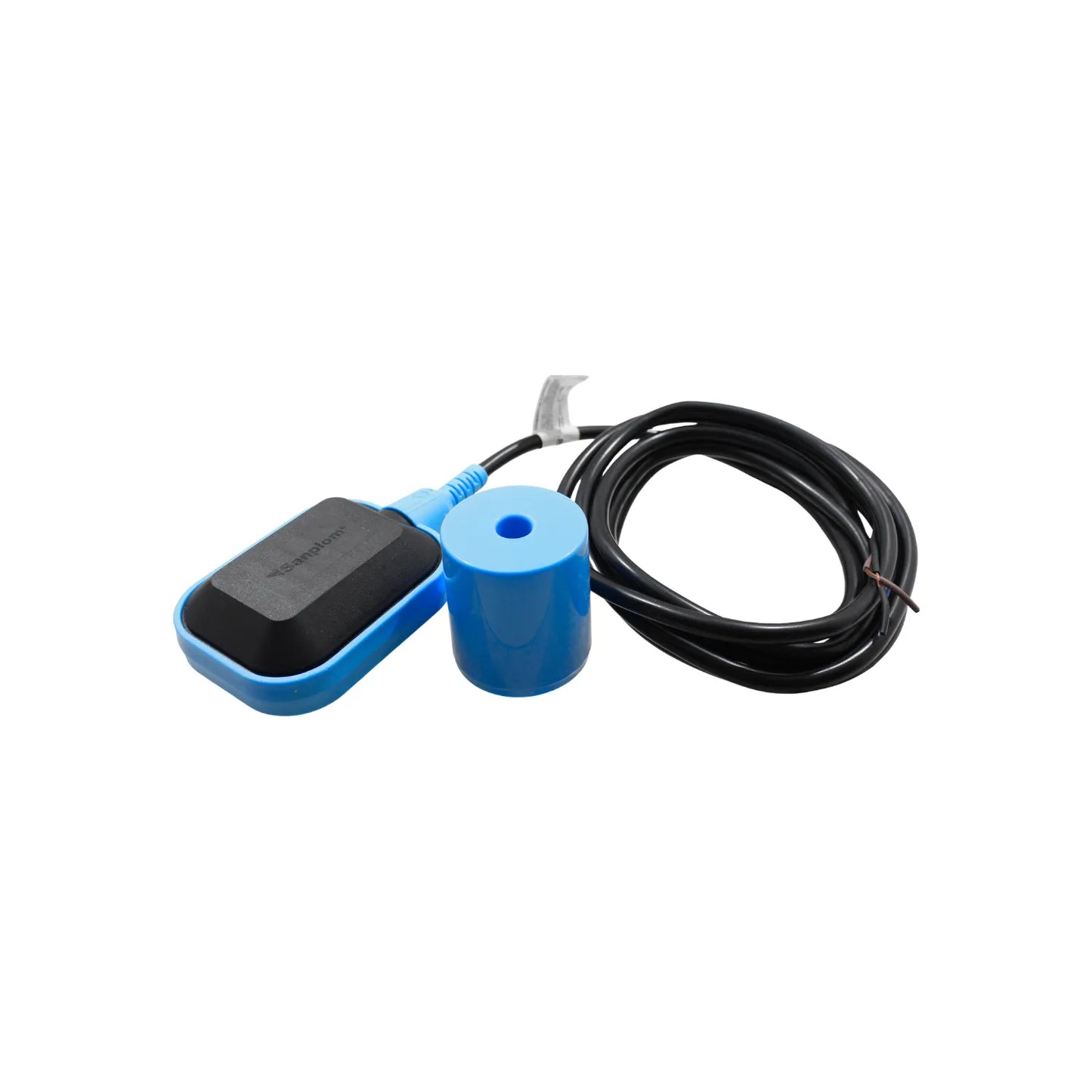Interruptor de nivel Sanplom azul y negro con contrapeso y cable para bombas de agua y cisternas