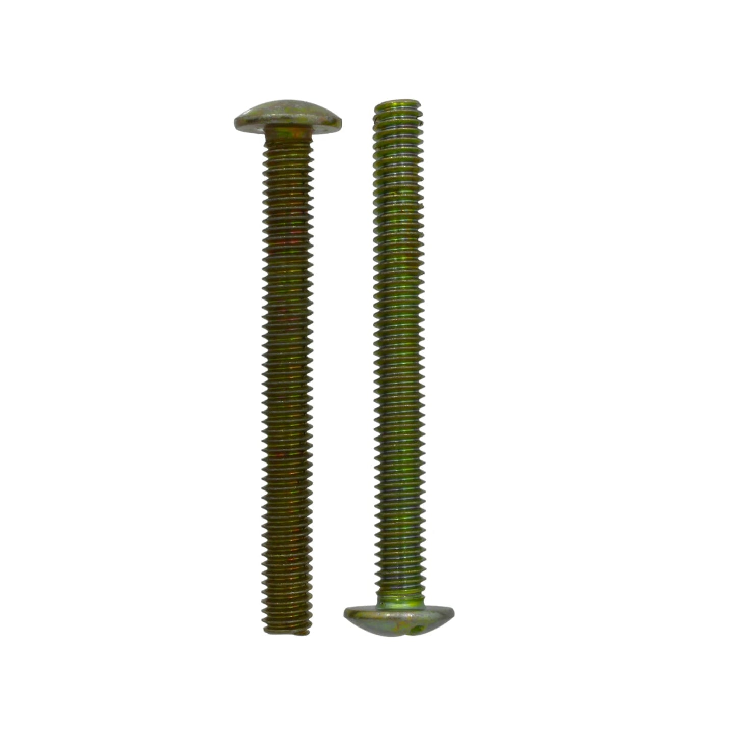 Tornillos largos roscados para tanque de baño WC, acabado zincado amarillo, cabeza redonda, 2 piezas