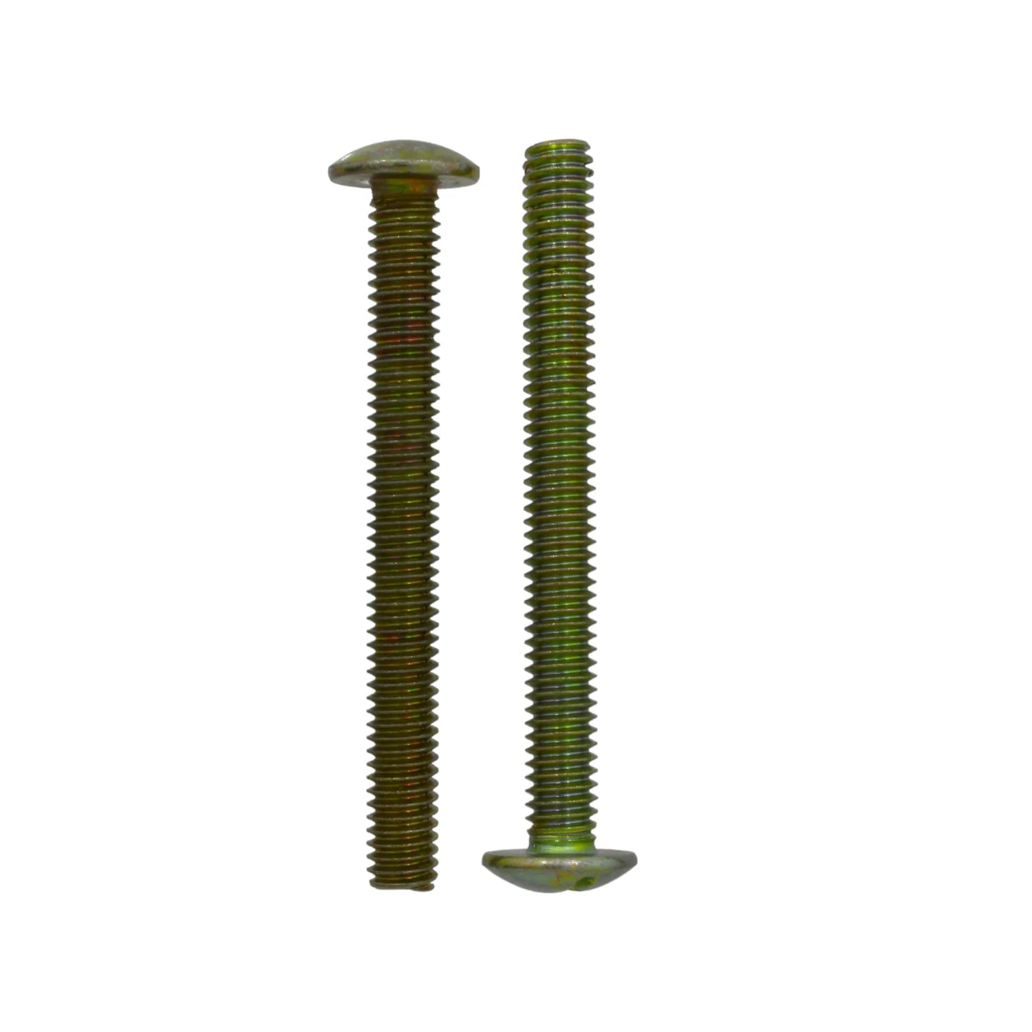 Tornillos largos roscados para tanque de baño WC, acabado zincado amarillo, cabeza redonda, 2 piezas
