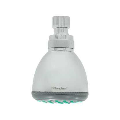 Regadera redonda Sanplom cromada 3.5 pulgadas con boquillas antical verdes para baño