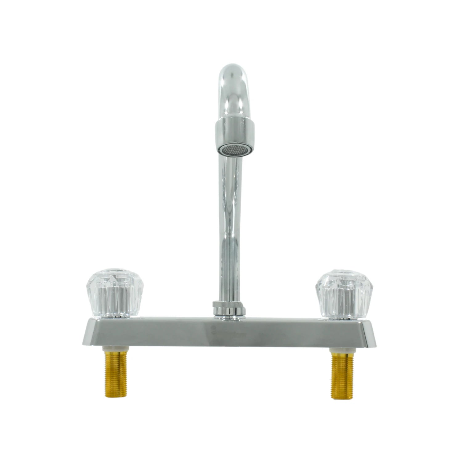 Mezcladora de fregadero cromada con doble maneral acrílico transparente para cocina