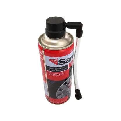Inflallantas sellador antipinchazos Santul 355ml con manguera para reparación rápida de neumáticos.